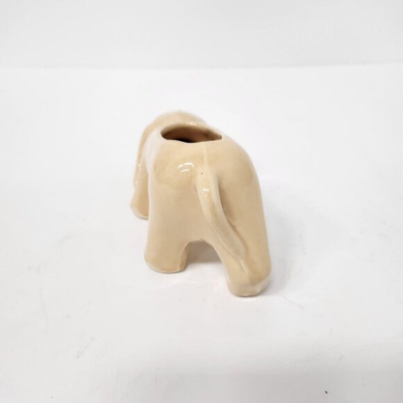 Vintage USA Pottery Ceramic Hound Dog Flower Pot Planter Pastel Cream Decor MCM - Picture 5 of 9